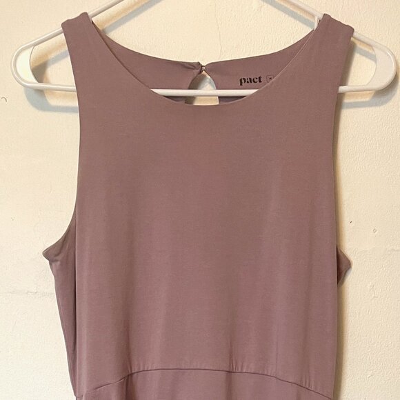 Pact Organic Cotton Fit & Flare Sleeveless Mini Dress in Lilac Size Medium - Picture 1 of 4